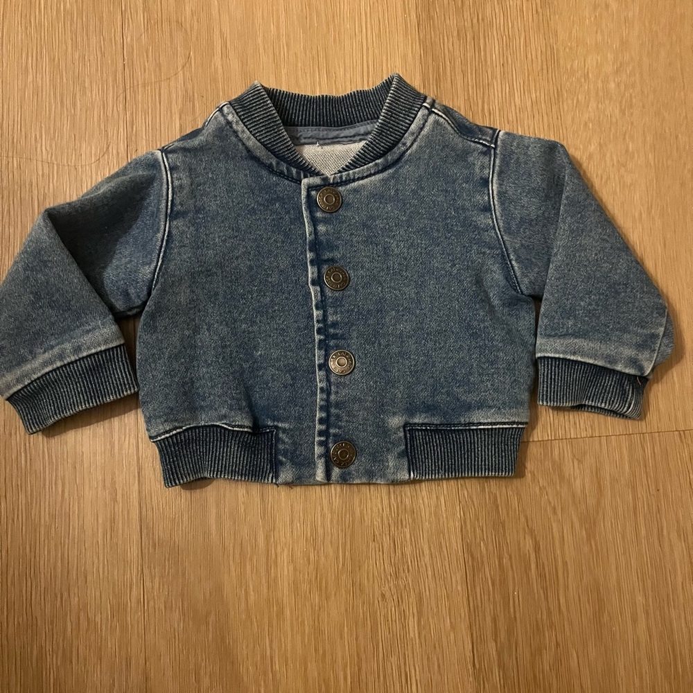 Kids Denim-Effect Button Jacket - Blue